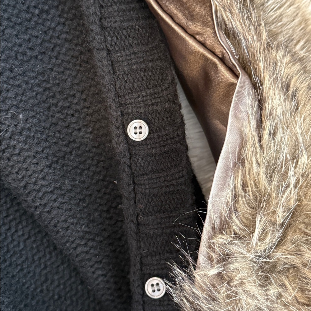 Cynthia Rowley Black Coat with Faux Fur Collar - Picture 5 of 11